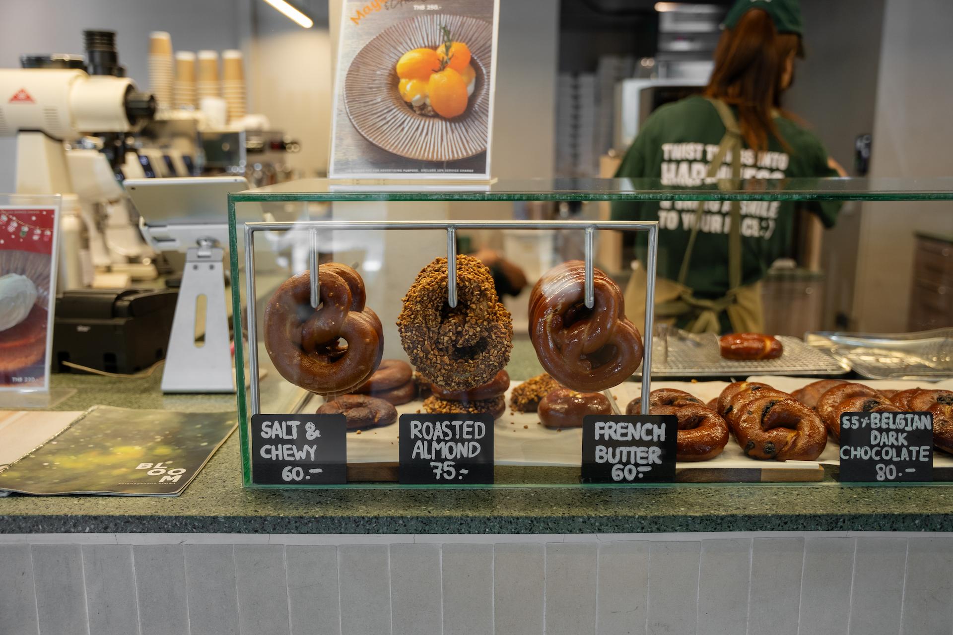 Bloom Dining pretzel display