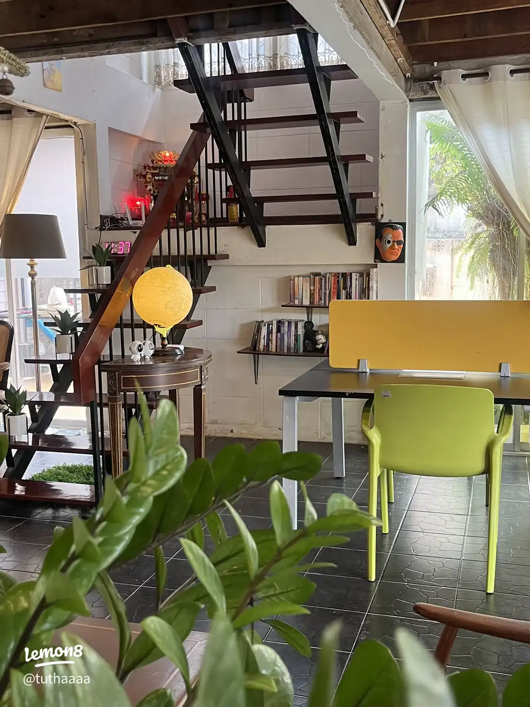 Staircase and plant corner at House no.19 cafe