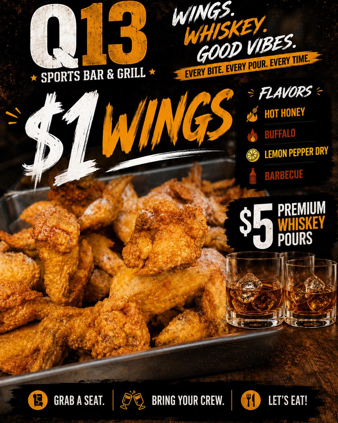 Q13 Sports Bar — $1 Wings