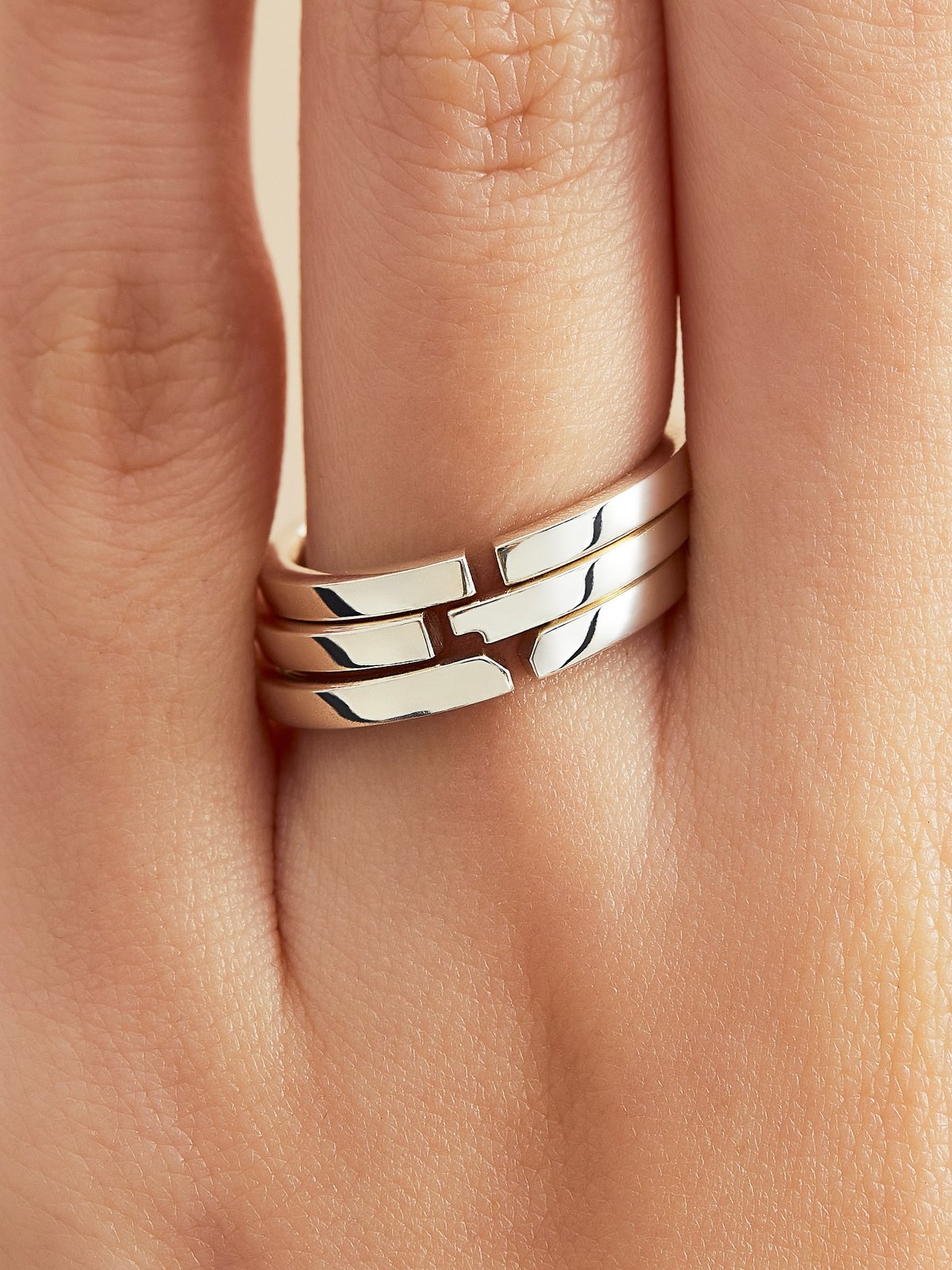 SpaceSmith — 925 silver alphabet ring on hand